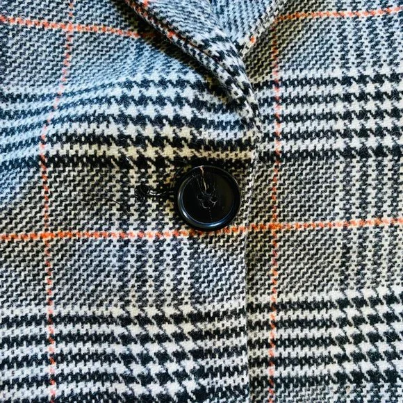 Kendall & Kylie Black & Brown Plaid Menswear-Inspired Winter Coat NWT MSRP $180 - Picture 7 of 16